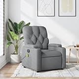 KHNLGFR Manual Recliner Chair with Massage, Light Grey Fabric 135 Degree Recline, 6 Vibration Points, Cup Holders and Side Pocket