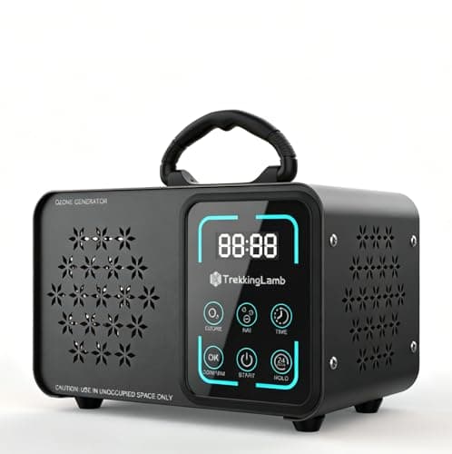 198,000mg/h Smart Ozone Generator Machine with Negative Ion, Triple Side Vents for Enhanced Airflow - Faster & Wider Ozone Odor Eliminator Ozonator for Home Car House Pets, Black