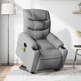 HBFDSFG Electric Stand Up Massage Recliner Chair for Elderly, Light Gray Fabric Power Lift Recliner with 6 Massage Points, USB Powered, Cup Holders and Side Pocket