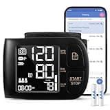 Blood Pressure Monitor Bluetooth Compatible for iOS & Android BP Machine 199x2 Readings Wrist Cuff 5.31-8.46 inch Voice Broadcast Batteries Included with Carrying Case, Black