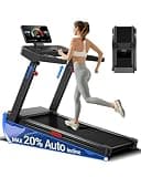 8.7MPH Auto 20% Incline Treadmill 400LB Capacity, 3-Level Height Adjustable Handlebar Folding Running Machine, 42.5"x16.2" Wide Belt Electric Walking Pad for Home Office