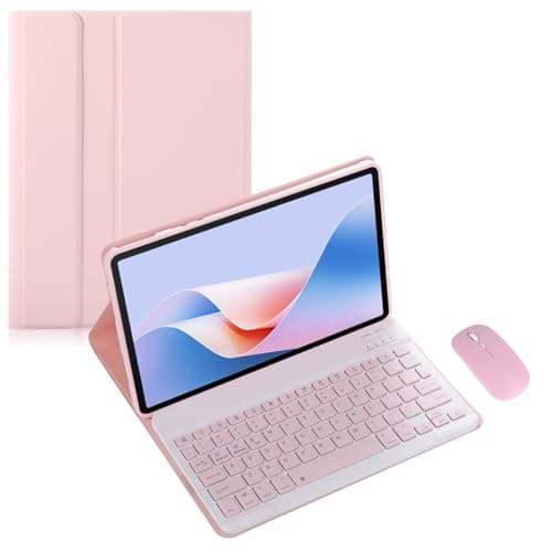 Keyboard Case for Lenovo Tab M10 Plus/K10 TB-X606F/X616M/X6C6F 10.3-inch Tablet Multi-Angle Stand PU Full Bezel Keyboard Cover Optional Mouse (Pink,Normal and Mouse)