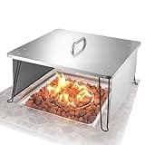 VEVOR Fire Pit Heat Deflector, 25.4x25.4x14.6 inch Square Outdoor Burner Cover, Stainless Steel Bonfire Camping Wood Burning, Push Heat Down and Out with 4 Foldable Legs & Carrying Handle