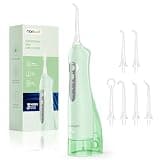 Mornwell Water Flosser Cordless, Water Flossers for Teeth - 300ML Tank and 6 Jet Tips, 3 Modes Portable Dental Oral Irrigator, Braces Care, Rechargeable Waterproof Portable Water Flosser (Green)