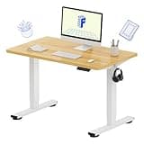 FLEXISPOT EN1 One-Piece Standing Desk, 40"x24" Seamless Desktop Electric Height Adjustable Desk for Home Office, Multi-Monitor Setups & Easy Assembly, Maple