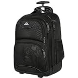 MATEIN Rolling Backpack, 17 inch Water Resistant Wheeled Laptop Backpack, Carry on Luggage Business Bag, Overnight College Computer Bag Trolley Suitcase for Men Women Adults to Travel, Black