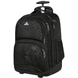 MATEIN Rolling Backpack, 17 inch Water Resistant Wheeled Laptop Backpack, Carry on Luggage Business Bag, Overnight College Computer Bag Trolley Suitcase for Men Women Adults to Travel, Black