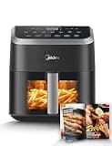 Midea Air Fryer 5.5 Quart with See-Thru Window, Rapid Air Technology, 9 Preset Menus for Quick and Easy Meals,1 Minute Button and Favorite Function, 90% less oil