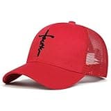 Faith Cross Embroidery Trucker Hat, Polyester Mesh Back Cap, Christian Adjustable Red Snapback Baseball Cap, Religious Faith Based Gift for Men Women