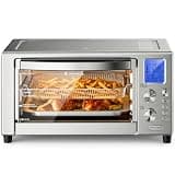 Kismile 12-in-1 Air Fryer Toaster Oven Combo, 23QT Convection Oven Countertop, 120-450℉, 360° Turbo Convection, Bake, Roast, Broil, Dehydrate & Warm, Includes Full Accessories, Stainless Steel
