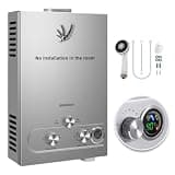 Propane Tankless Water Heater Outdoor, 6L Portable Camping Hot Water Heater with Digital Display and Overheat Protection for Camp Trips RV Cabins Barns