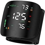Wrist Blood Pressure Monitor for Home Use - Dual User Memory 99×2, Adjustable Cuff (5.3-9.3 inch), Voice Broadcast & Portable Case, Large LED Display with Color-Coded Backlight(Black)