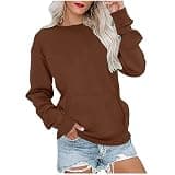 Zzalalana Women's Crewneck Sweatshirt Long Sleeve Pullover Tops with Pocket