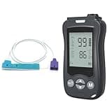 Handheld Pulse Oximeter with Wrap Probe, Continuous & Spot Check for Infant Kids Adult, Fast SpO2 Pulse Respiration Rate Monitor with Customizable Audio Visual Alarm, Black