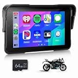 5 Inch Motorcycle Carplay Screen GPS Navigation System with Wireless Carplay and Android Auto IP68 Waterproof Plug and Play Portable Screen with Bluetooth Navigation Brightness Adjust Software Upgrade