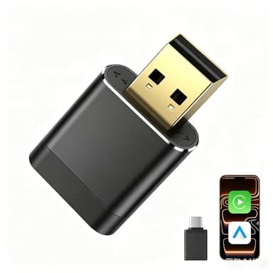 Gleefulia Wireless Car Play Adapter - No Lag, Ideal for Long-Distance Driving, Daily Commutes, and Vacations. Gold-Plated USB, Metal Housing. Converts Wired to Wireless for iPhone Auto Link