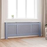 UBVNFGMK Stylish MDF Radiator Cover Gray 80.7 Inches, Sturdy Slatted Radiator Enclosure Cabinet for Living Room, Shelf for Books and Ornaments