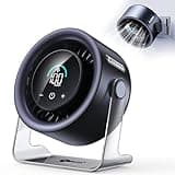 USB Desk Fan for Bedroom: 100 Speeds Digital Display Quiet Portable Fan with Turbo Airflow, 120° Rotating Small Rechargeable Battery Desktop & Wall-Mounted Fans for Bedroom Home Office (Black)