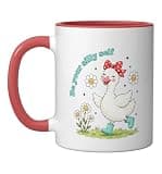 Be Your Silly Self Cute Girl Goose Positive Message Ceramic Mug, Red/White, 11oz