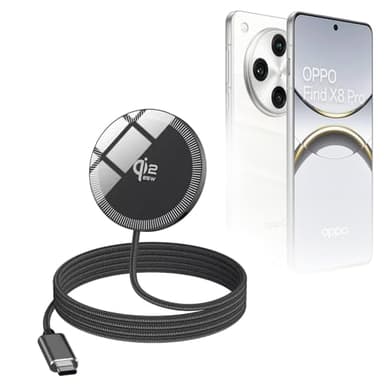 BoxWave Cables & Adapters Compatible with Oppo Find X8 Pro - MagnetoDisc Qi2 Wireless Charger (25W), Circular Magnet Desktop Travel Disc - Jet Black