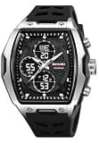 Gosasa Men's Analog Digital Large Face Sport Watch (Black Silver)