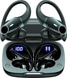 Active Noise Cancelling Ear Buds Wireless Earbuds 80H Playtime Bluetooth Headphones with LED Display Case, Hi-Res Audio Clear Calls Earphones with Over Ear Hooks for Running Gym Workout Travel Black