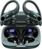 Active Noise Cancelling Ear Buds Wireless Earbuds 80H Playtime Bluetooth Headphones with LED Display Case, Hi-Res Audio Clear Calls Earphones with Over Ear Hooks for Running Gym Workout Travel Black