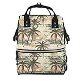 Pioyoku Vintage Tropical Palm Leaf (1) Print Diaper Bag Backpack -Multifunction Travel Baby Diaper Bag,Baby Bags For Girls Boys