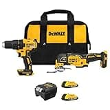 DEWALT 20V MAX Cordless Drill Driver and Oscillating Multi-Tool Combo Kit with 2 x 2 Ah Batteries and Charger, Blade and Workbag (DCK251D2)