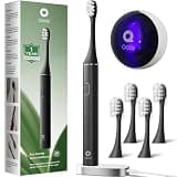 Oday Rechargeable Electric Toothbrush for Adults with Wall Mounted UV-Cleaning Tooth Brush Protector Case and 4 Brush Heads, Smartimer, IPX7 Waterproof, 1 Month+ Battery, Sleek Aluminum Body Black