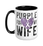 Alzheimer's Dementia Awareness Support Wife Vintage Purple Ceramic Mug, Black/White, 15oz