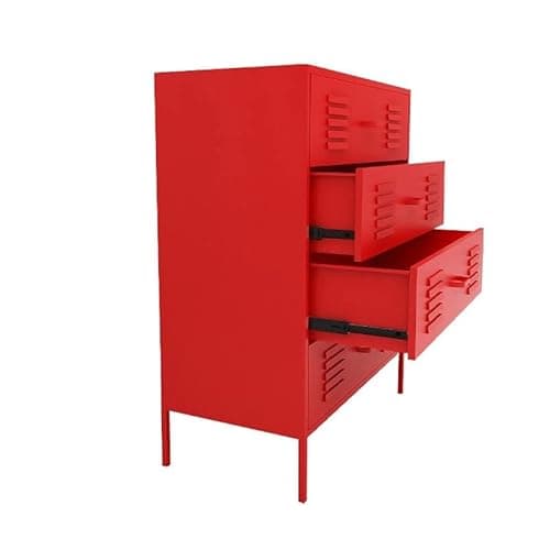 GLigeT Filing Cabinet Nordic Metal Filing Cabinets for Office Furniture Wide Bucket Cabinet 4 Drawers Storage Cabinets Light Luxury Living Room Cabinet File Storage Cabinets (Color : Red)