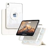 kenke Case for iPad mini A17 pro 8.3 Inch 2024, for iPad mini 6 Generation 8.3 Inch 2021 with Clasp, Detachable Magnetic Clear Hard PC Back with Slim Trifold Stand Cover, Auto Wake/Sleep, Cream White