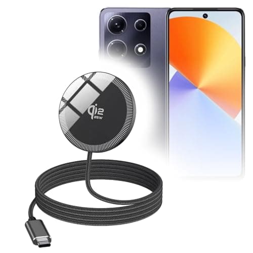 BoxWave Cables & Adapters Compatible with Infinix Note 40 5G - MagnetoDisc Qi2 Wireless Charger (25W), Circular Magnet Desktop Travel Disc - Jet Black