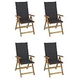 HGLADYU Foldable Acacia Wood Patio Chairs Set of 4 with Cushions, Adjustable Backrest Outdoor Seating, Foldable Garden Chairs for Balcony