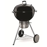 Weber Master-Touch Charcoal Grill, 22-Inch, Black – Premium Outdoor BBQ Grill with Tuck-Away Lid Holder & One‑Touch™ Cleaning System, Porcelain‑Enameled Kettle