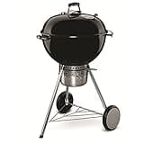 Weber Master-Touch Charcoal Grill, 22-Inch, Black – Premium Outdoor BBQ Grill with Tuck-Away Lid Holder & One‑Touch™ Cleaning System, Porcelain‑Enameled Kettle