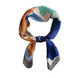 QHEVLXQI Silk Feeling Scarf Medium Square Satin Head Scarf For Women 27.5 Inches(12 Flower Grey Edge)