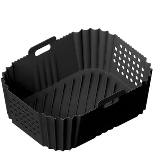 Rectangle Silicone Air Fryer Basket,Compatible For Foodi,Compatible For Ninja,SL400UK Dual Zone Non-stick Airfryer Liners Oven Baking Cooking Tray Molds(1 pcs black)