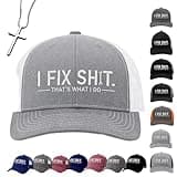 ayattecy I Fix Shit Trucker Hat - Funny Embroidered Handyman Cap Gifts for Men Dad Husband Mesh Back Baseball Hats (N,One Size)
