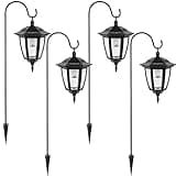 Viewsun 34 Inch Hanging Solar Lights, Shepherd Hook Lights with 2 Shepherd Hooks Waterproof Outdoor Decorative Solar Lantern Lights for Garden Decor, Patio, Backyard, Pathway, 4 Pack