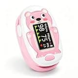 Pulse Oximeter with Small Finger Clip, Pink Bear Design, Fingertip Blood Oxygen Monitor (PINK)
