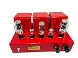 2A3 Class A Single-Ended Tube Amplifier, Pure Handmade Point-to-Point Wiring, 5W x 2 Hi-Fi Power Amp, 6SN7 & 5U4G Tubes, Warm & Mellow Sound (Red, Amp with Tube)