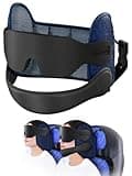 SARISUN Travel Pillow with Chin Strap, 3D Sleep Mask, Ergonomic Airplane Pillow for 360° Support, Airplane Head Strap for Long Flights Road Trip, Travel Essentials for Stop Bobblehead, Mottled Blue