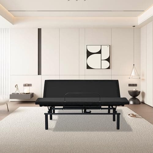 Heemab Adjustable Electric Bed Base with Remote Control, Folding Design, King Size, Antique Black