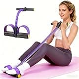 Pedal Resistance Bands with Handles, Upgrade 6-Tubes Elastic Bands for Exercise, Natural Rubber Foot Pedal Resistance Bands, Multifunction Fitness Bands for Abdomen, Waist, Arm, Leg, Pilates (Purple)