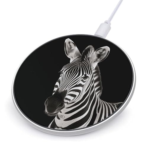 Zebra Wireless Charger with Aluminum Alloy Frame Qi Certified Fast Wireless Charging Pad 10W Charging Station Portable Phone Charger for All Wireless Charging Phone