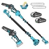 SEESII 2-in-1 Electric Pole Saws for Tree Trimming, 6 Inch Mini Chainsaw Cordless with Extension Pole, Battery Powered Pole Chain Saw, Tree Trimmer Limb Branch Cutter Pruner with 2 Battery P6 Plus