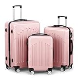 Karl home Luggage Sets 3 Piece, ABS Hardside Suitcase Set with Double Spinner Wheels & TSA Lock for Travel Business, 3-Piece Set (20/24/28), Light Pink