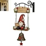 Rustic Gnome Hanging Bell,Handmade Bee & Sunflower Design Welcome Doorbell (Red#A) (Red#a)